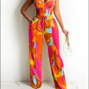 2 Piece Bustier & Wide Leg Pant
